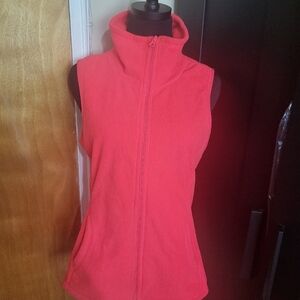 Coral Sleeveless Zip-Up Vest